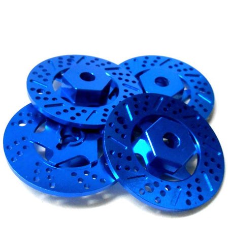 N10075 1/10 Scale Brake Disc Wheel Hex Hub M12 12mm Hex x 4 Blue Alloy