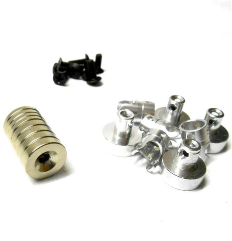 N10078 1/10 Scale RC 21mm Long Magnetic Body Shell Mount Posts Alloy Silver x 4