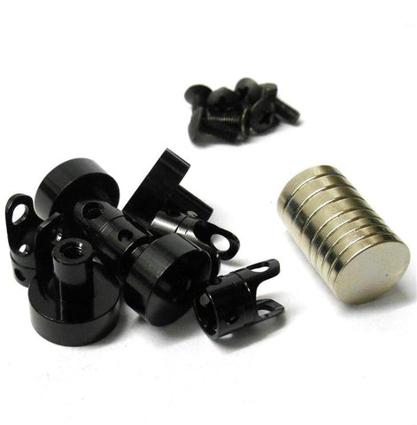 N10082 1/10 Scale RC 21mm Long Magnetic Body Shell Mount Posts Alloy Black x 4