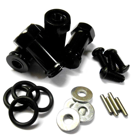 N10130 1/10 Scale Wheel Hex Hub M12 12mm Extension Adapter x 4 Black Alloy 25mm