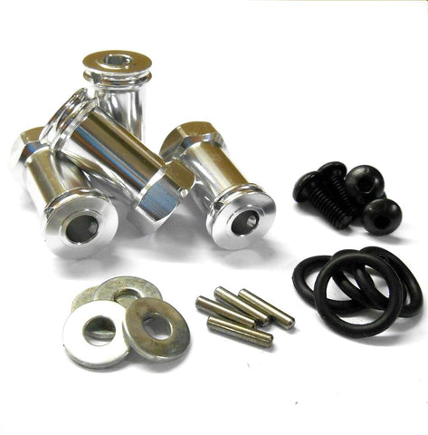 N10135 1/10 Scale Wheel Hex Hub M12 12mm Extension Adapter x 4 Silver Alloy 25mm