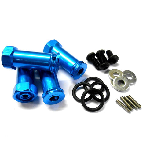 N10139 1/10 Scale Wheel Hex Hub M12 12mm Extension Adapter Light Blue Alloy 30mm