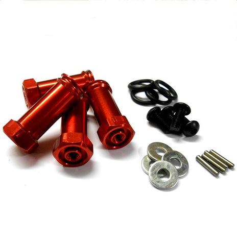 N10144 1/10 Scale Wheel Hex Hub M12 12mm Extension Adapter Alloy Red x 4 30mm