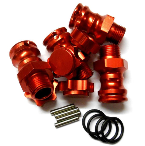 N10145 1/8 M17 17mm Wheel Hex Hub Extension Adapter Alloy Red 4 23mm 12mm Cap