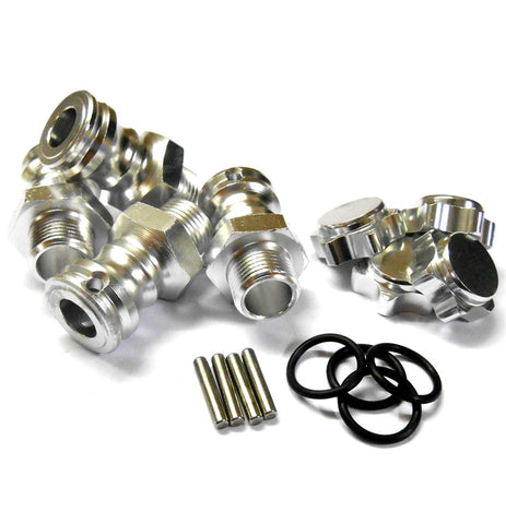 N10146 1/8 M17 17mm Wheel Hex Hub Extension Adapter Alloy Silver 4 23mm 12mm Cap