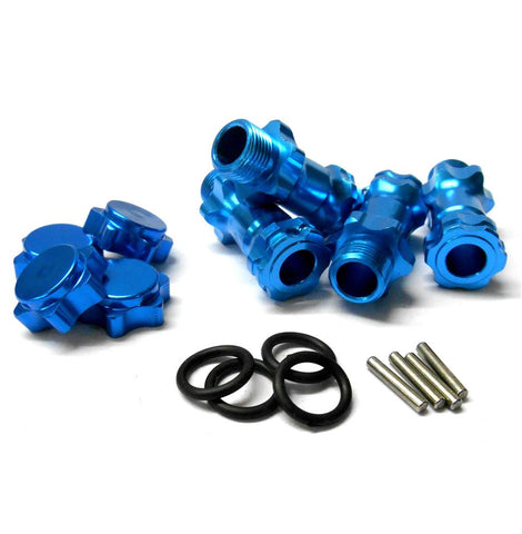 N10163 1/8 M17 17mm Wheel Hex Hub Extension Adapter Alloy Blue x 4 30mm 12mm Cap