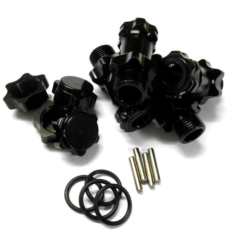 N10165 1/8 M17 17mm Wheel Hex Hub Extension Adapter Alloy Black 4 30mm 12mm Cap