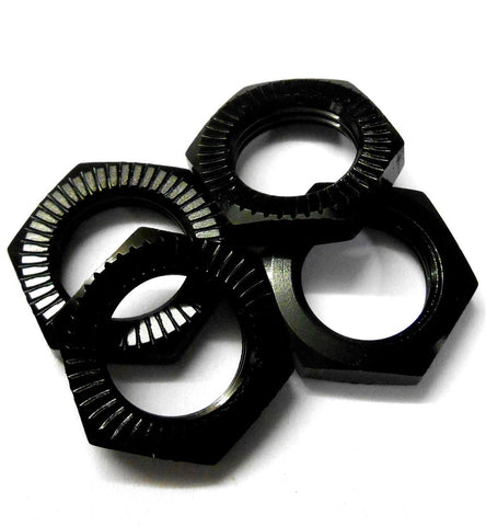 N10169 1/8 M17 17mm Wheel Nut Alloy Black x 4 Fine 12mm Metric Thread 1mm 1.0mm