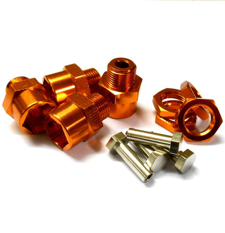 N10178O 1/10 Scale M12 12mm to M17 17mm Wheel Hex Hub Adapter Alloy Orange x 4