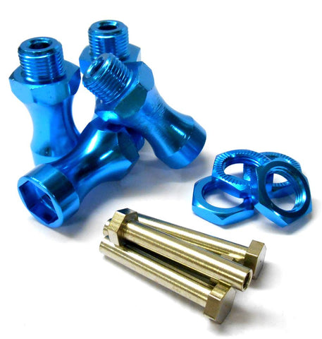 N10181B 1/10 M12 12mm to M17 17mm Wheel Hex Hub Adapter Alloy Blue 4 Ext. 30mm