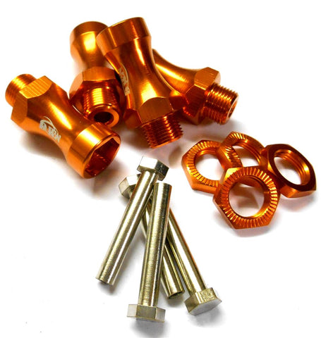 N10181O 1/10 M12 12mm to M17 17mm Wheel Hex Hub Adapter Alloy Orange 4 Ext. 30mm