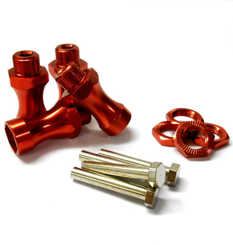 N10181R 1/10 M12 12mm to M17 17mm Wheel Hex Hub Adapter Alloy Red 4 Ext. 30mm