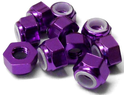 NM410P M4 4mm Nylon Alloy Aluminium Lock Nuts x 10 Wheel Axle 1/10 Purple