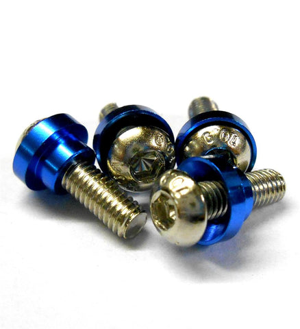 SER-006DB 1/8 1/10 RC Models Alloy Servo M3 3mm x 10mm Screw Washer 4 Navy Blue