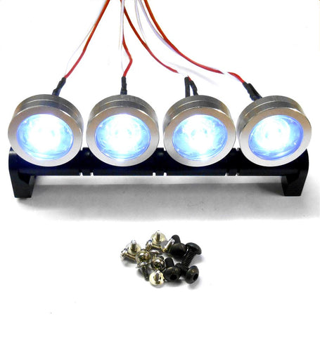 SH20525S 1/10 Truck Body Shell Roof Mount Light Bar Set White 4 LED Silver