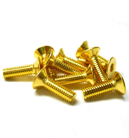SHF-310GD M3 x 10mm 3 x 10 Hexagon Socket Key Flat Countersunk Screw 10 Metric Thread Gold