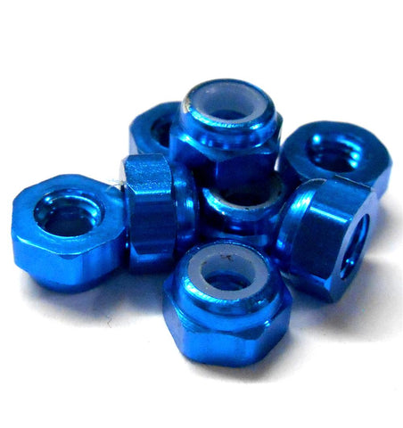 T10055B 1/10 Scale RC Car Alloy M3 3mm Thread Nylon Lock Nuts x 8 Light Blue