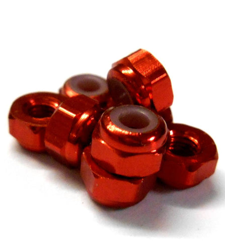 T10055R 1/10 Scale RC Car Alloy M3 3mm Thread Nylon Lock Nuts x 8 Red