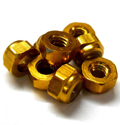 T10055Y 1/10 Scale RC Car Alloy M3 3mm Thread Nylon Lock Nuts x 8 Yellow