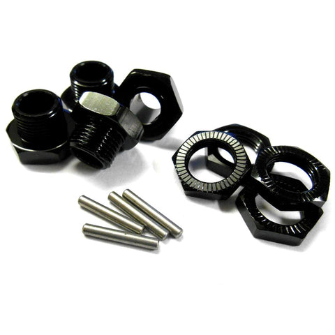 T10091 1/8 RC Buggy M17 17mm Alloy Wheel Hubs Adapter Nut Pin Black x 4