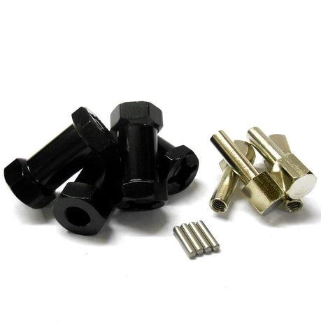 T10128 1/10 Scale Wheel Hex Hub M12 12mm Extension Adapter x 4 Black Alloy 25mm