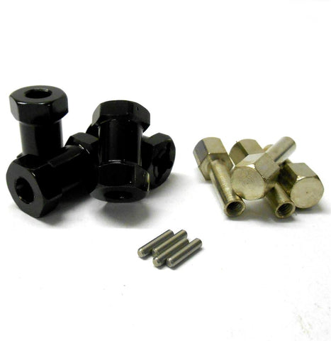 TD10058 1/10 Scale Wheel Hex Hub M12 12mm Extension Adapter x 4 Black Alloy 20mm