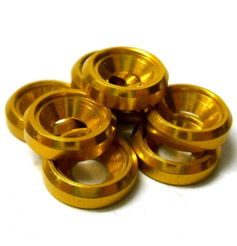 TD10069 M3 3mm Countersunk Washer Alloy Aluminium Gold Yellow x 8