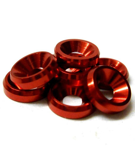 TD10073 M3 3mm Countersunk Washer Alloy Aluminium Red x 8