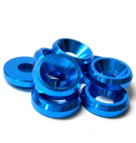 TD10074 M3 3mm Countersunk Washer Alloy Aluminium Blue x 8