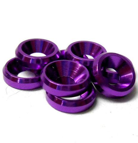 TD10075 M3 3mm Countersunk Washer Alloy Aluminium Purple x 8