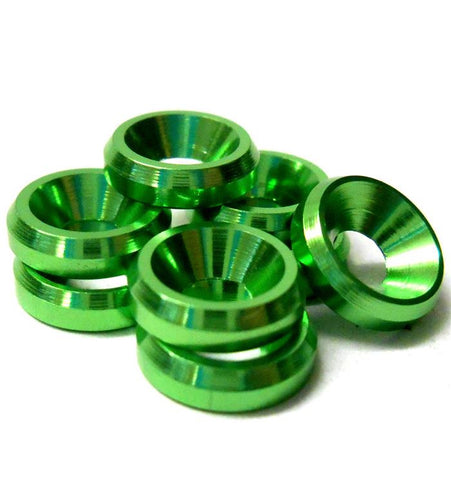 TD10076 M3 3mm Countersunk Washer Alloy Aluminium Green x 8