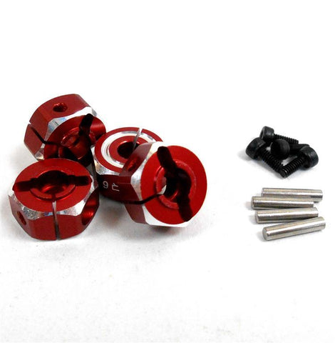 WA-033RD 1.10 Scale RC M12 12mm Alloy Wheel Locking Hubs Adapter Nut Red 6mm
