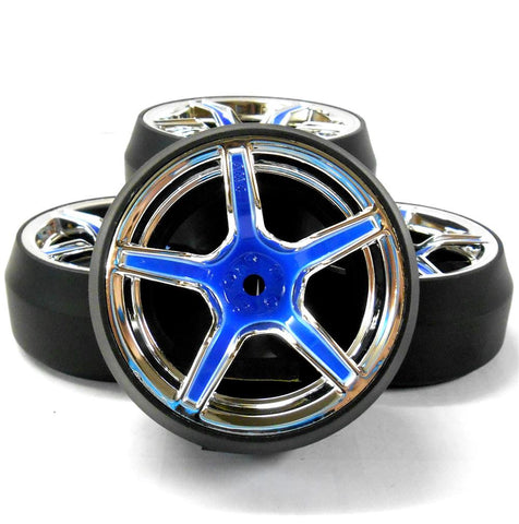 WL-0093 1/10 Scale Car Drift Spec D AX505 Wheel Offset +3 Blue Silver w/ Tyre 4