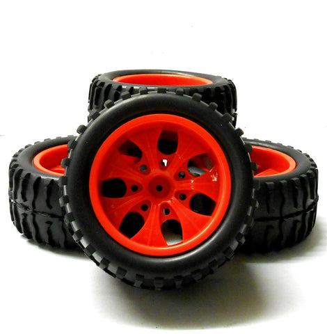 AA8014 1/10 Scale Off Road RC Wheels and Tyres Red 7 Spoke x 4