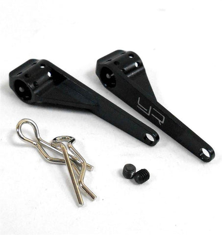 YA-0199V2BK 1.10 Scale Alloy Downforce Rear Body Mount Posts x 2 Black