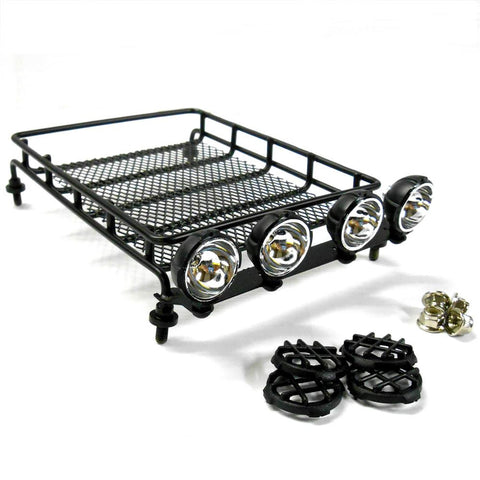 YA-0253BK 1/8 1/10 Scale Truck Rock Crawler Body Shell Cover Roof Tray Lights