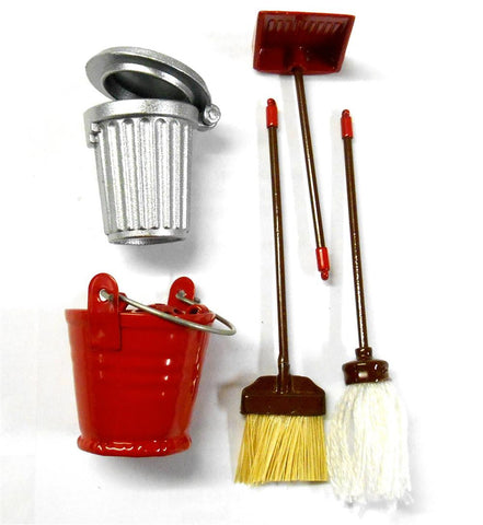 YA-0366 1/10 RC Rock Crawler Garage Truggy Broom Dustbin Dustpan Mop Bucket