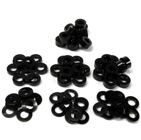 YA-0390BK 1/10 Black Alloy Flat M3 Washer 0.25mm 0.5mm 1mm 1.5mm 2mm 2.5mm 3mm
