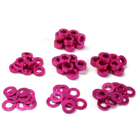 YA-0390PK 1/10 Pink Alloy Flat M3 Washer 0.25mm 0.5mm 1mm 1.5mm 2mm 2.5mm 3mm