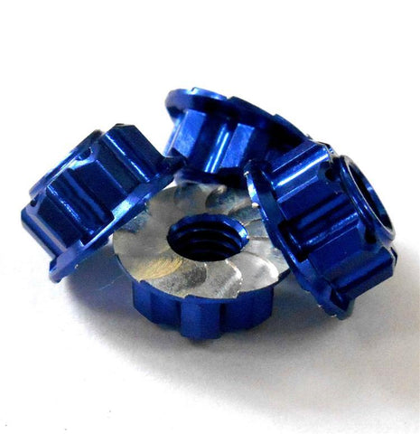 YA-0448DB 1.10 M4 4mm Alloy Aluminium Wheel Flange Knurled Lock Nut x4 Navy Blue