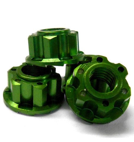 YA-0448GN 1/10 M4 4mm Alloy Aluminium Wheel Flange Knurled Lock Nut x 4 RC Green