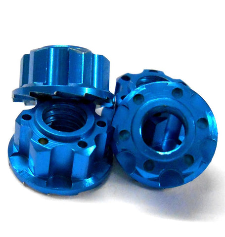 YA-0448LB 1/10 M4 4mm Alloy Aluminium Wheel Flange Knurled Lock Nut x 4 RC Blue