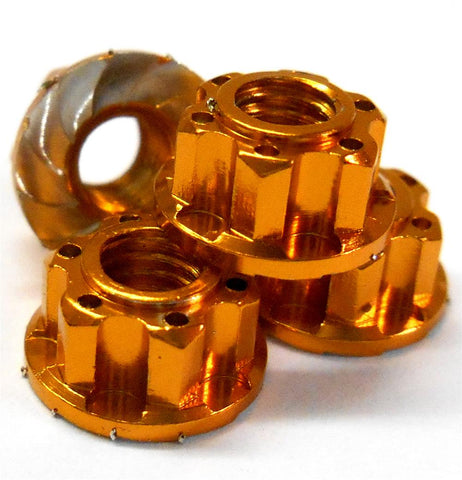 YA-0448OR 1/10 M4 4mm Alloy Aluminium Wheel Flange Knurled Lock Nut 4 RC Orange