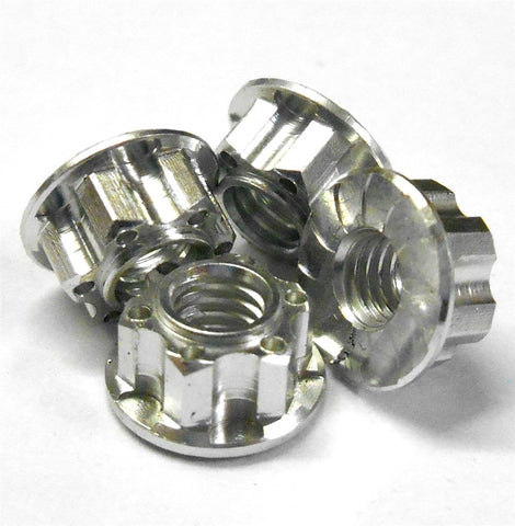 YA-0448SV 1/10 M4 4mm Alloy Aluminium Wheel Flange Knurled Lock Nut x4 RC Silver
