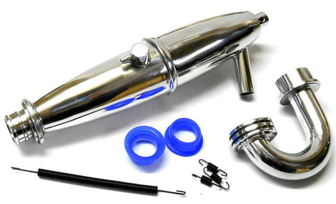 B7039 Aluminium Tuned Side Exhaust Muffler Pipe + Manifold 1/8 Scale Nitro RC