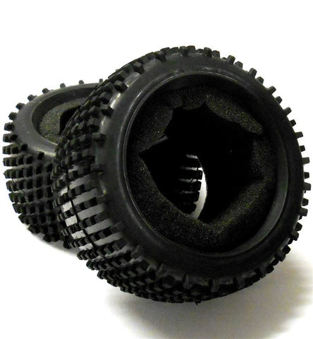BS701-003T 1/10 Scale RC Buggy Off Road Rubber Tire Tyre + Foam Inserts x 2 Rear