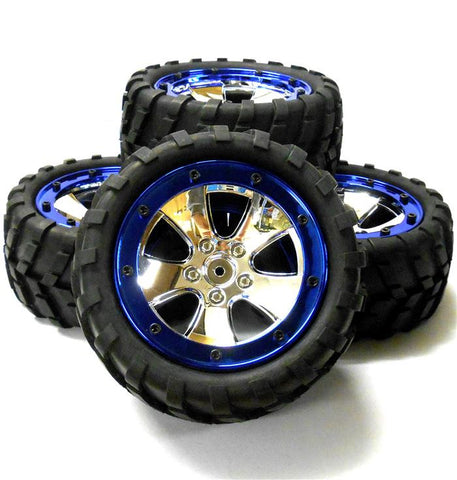 BS702-020 1/10 Scale RC Rock Crawler Off Road Wheels and Tyres Chrome Plastic 4