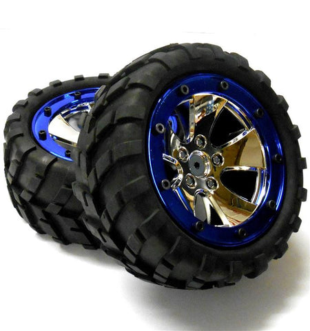 BS702-020 1/10 Scale RC Rock Crawler Off Road Wheels and Tyres Chrome Plastic 2