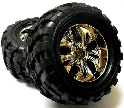BS908-002 1/10 Scale Off Road Wheels Tyres RC Nitro Monster Truck x 2