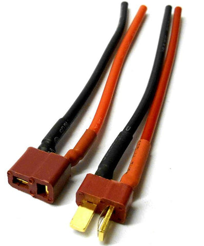 C9005MF10 RC Male Female T-Plug w 14 AWG Battery Silicone Wire x 10